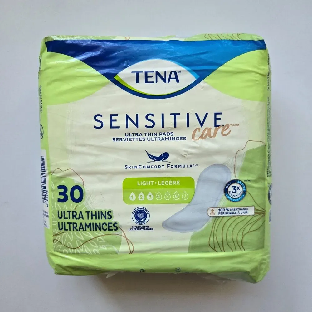 TENA Sensitive Care Pads 30 Ct 2 Pk Ultra Thin Light Absorbency Regular Length